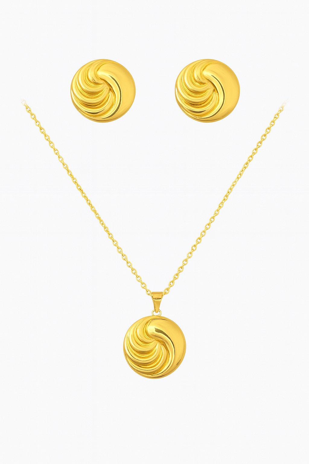 The Swirl Earrings & Pendant Necklace Set – Elegant Gold-Plated Non-Tarnish
Jewelry for Women