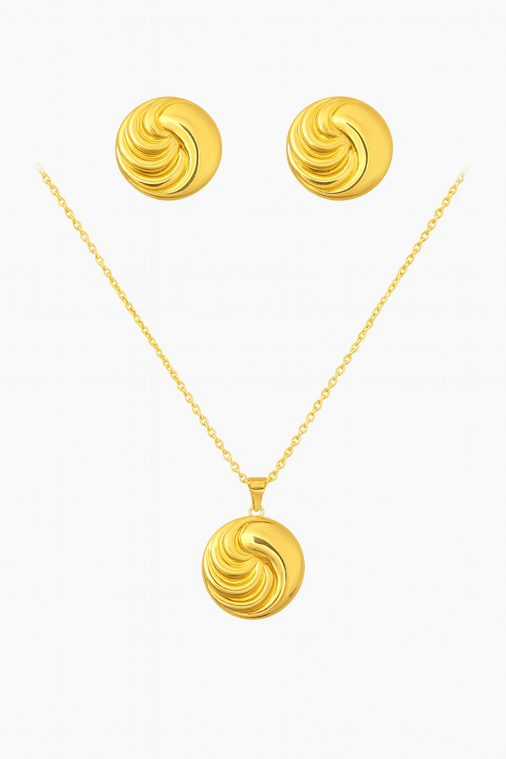The Swirl Earrings & Pendant Necklace Set – Elegant Gold-Plated Non-Tarnish
Jewelry for Women