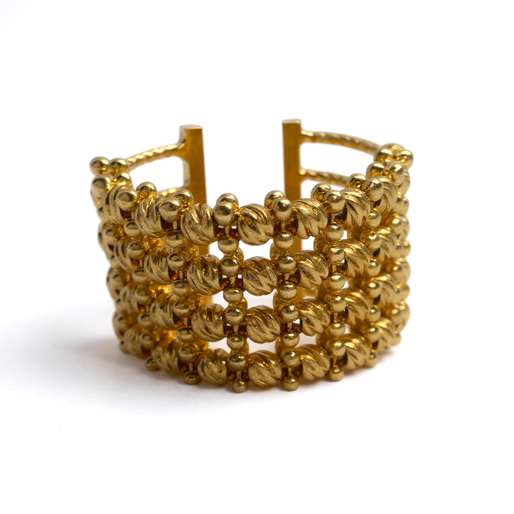 Aby Diamond Cut Beaded Ring