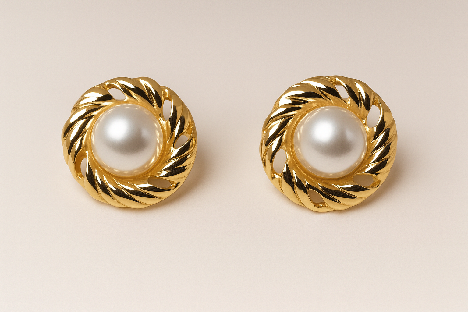 Maris – Pearl of Light | Gold-Plated Rope Circle Earrings with Pearl Centre, Non-Tarnish Lightweight Jewellery for Women | GBL Accessories, UK