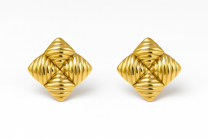 Tessa Gold-Plated Diamond-Textured Stud Earrings – Non-Tarnish
Lightweight Jewellery by GBL Accessories UK.