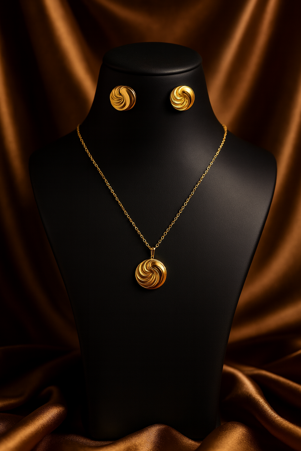 The Swirl Earrings & Pendant Necklace Set – Elegant Gold-Plated Non-Tarnish
Jewelry for Women
