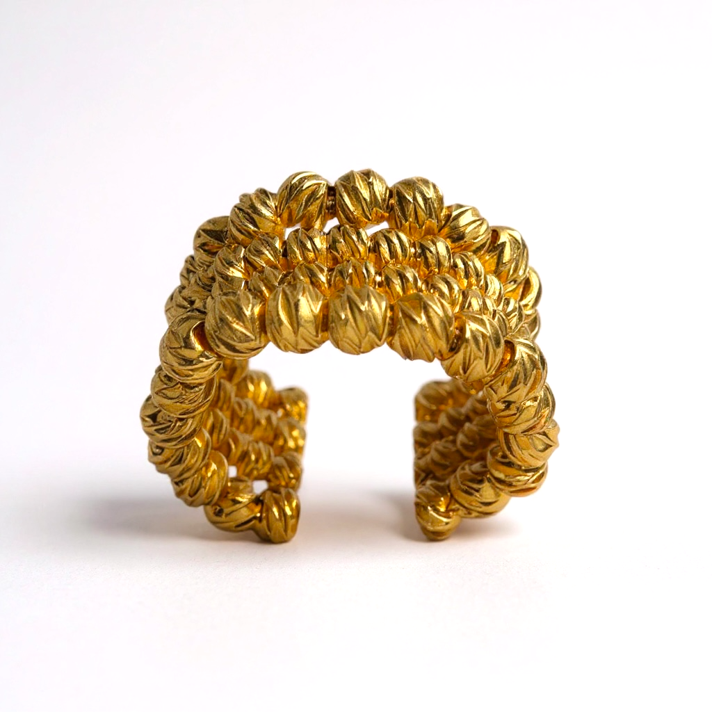 Hiba Diamond Cut Beaded Ring