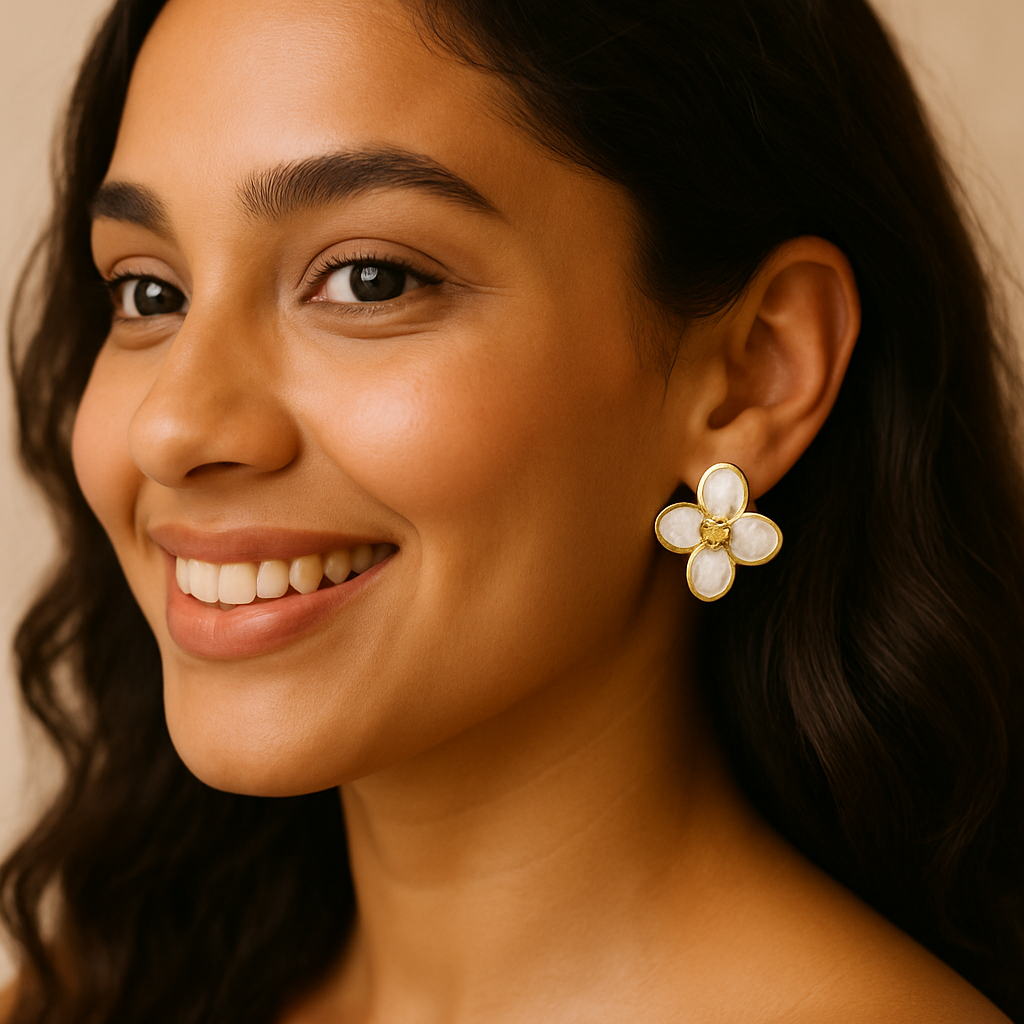 Flora 18k Gold-Plated Jewelry Set – Elegant Non-Tarnish Necklace & Earrings for Women