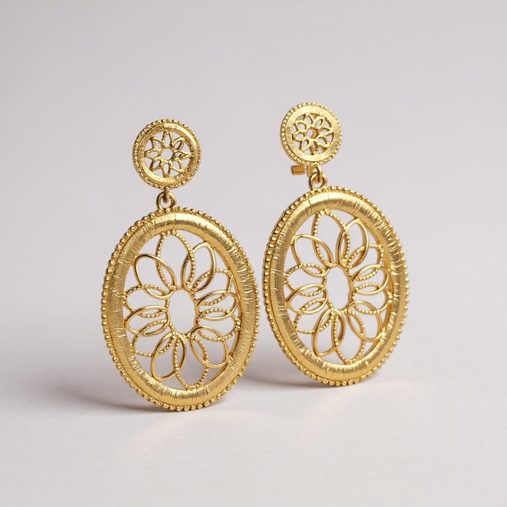 Aurora – The Golden Dawn | Gold-Plated Oval Filigree Earrings, Non-Tarnish Lightweight Jewellery for Women | GBL Accessories, UK