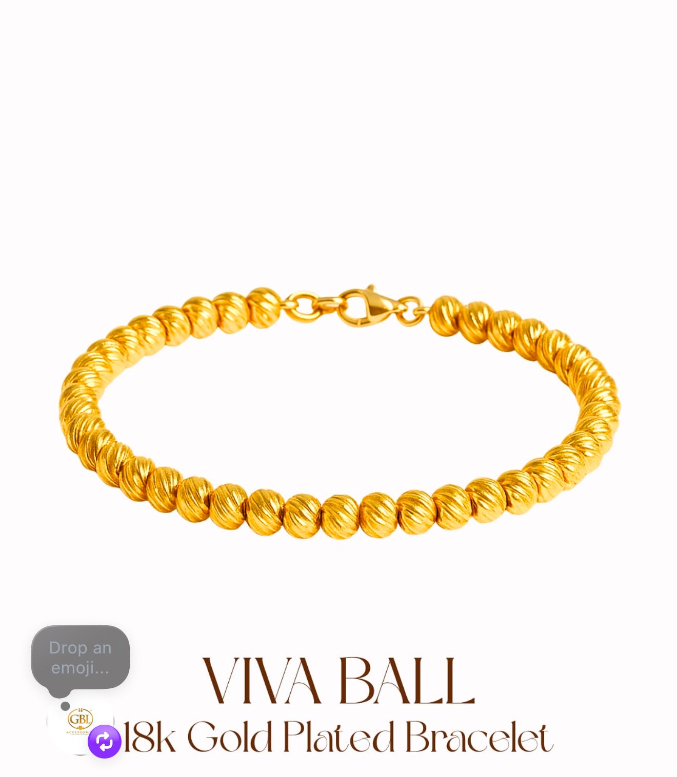 18k Gold-plated bracelet with 'VIVA BALL' branding on a white background