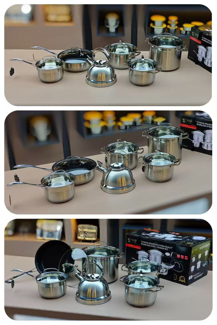 12pc Stainless steel pot