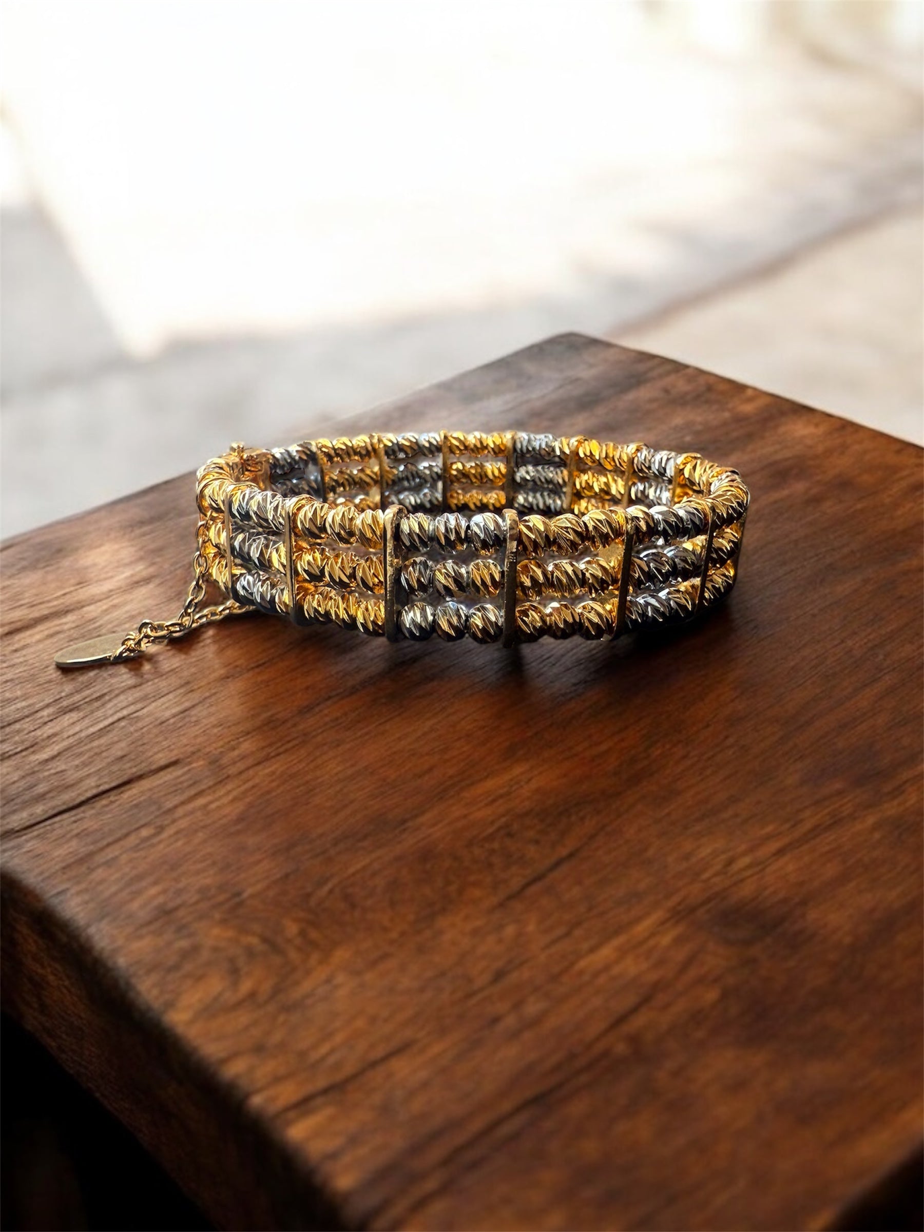 Dual Tone Beaded Bangle