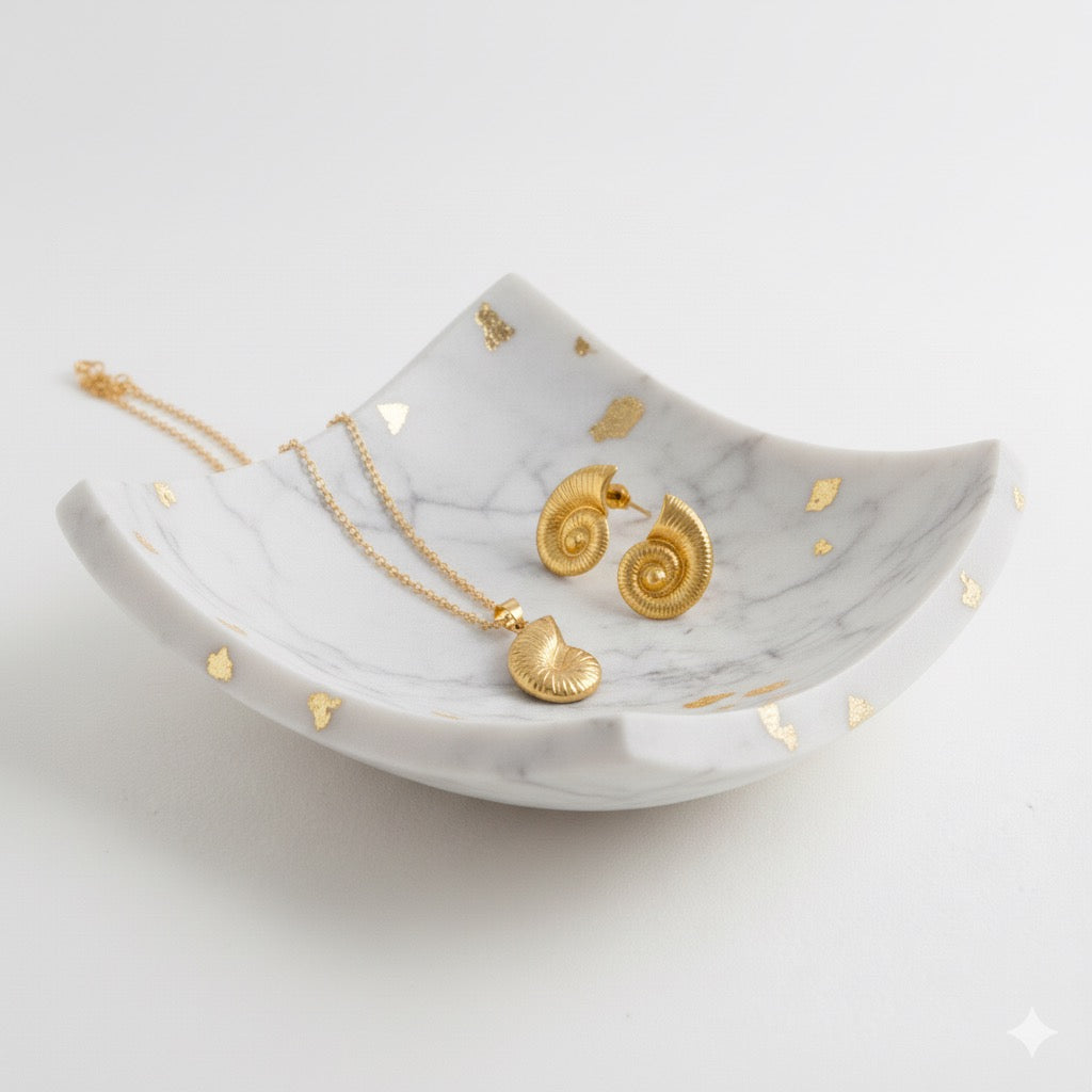 Aurelia – Gold-Plated Spiral Shell Earrings, Non-Tarnish Lightweight Jewellery for Women |