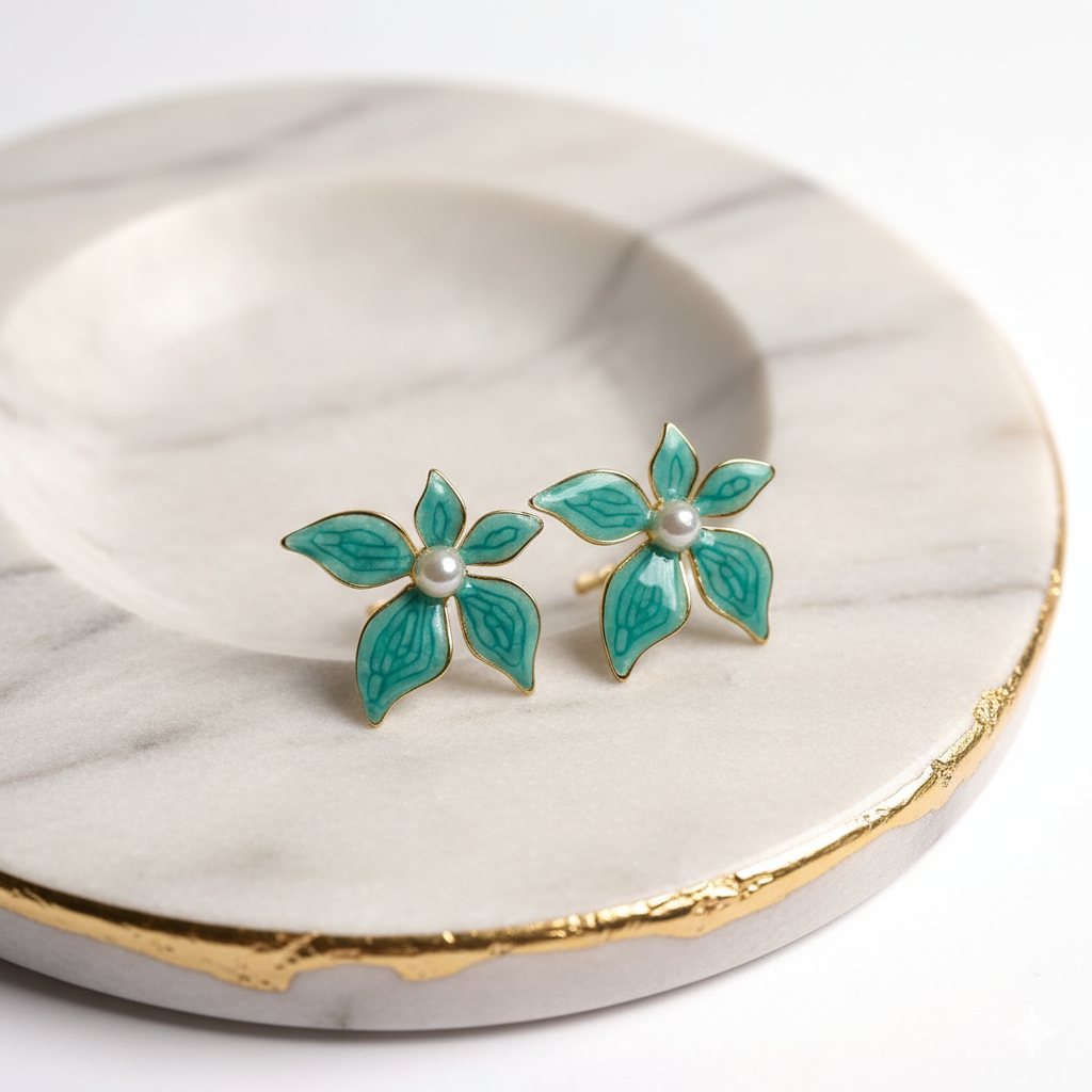 Thalassa – Gold-Plated Floral Earrings, Non-Tarnish Lightweight Jewellery for Women