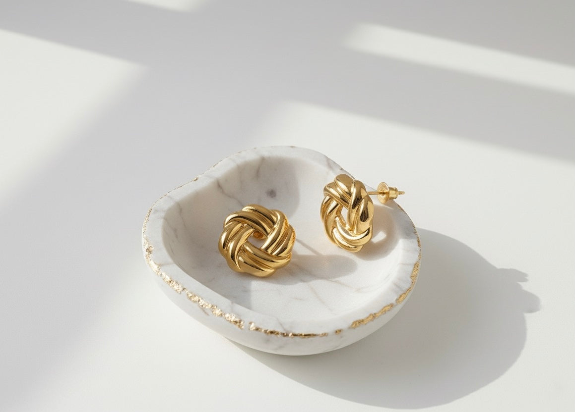 Noa – The Golden Knot | Gold-Plated Interwoven Hoop Earrings, Non-Tarnish Lightweight Jewellery for Women | GBL Accessories, UK