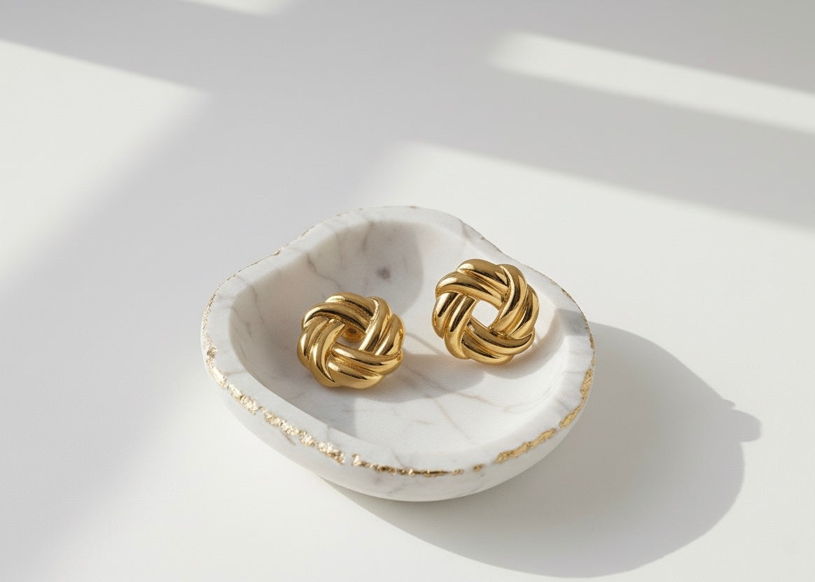 Noa – The Golden Knot | Gold-Plated Interwoven Hoop Earrings, Non-Tarnish Lightweight Jewellery for Women | GBL Accessories, UK