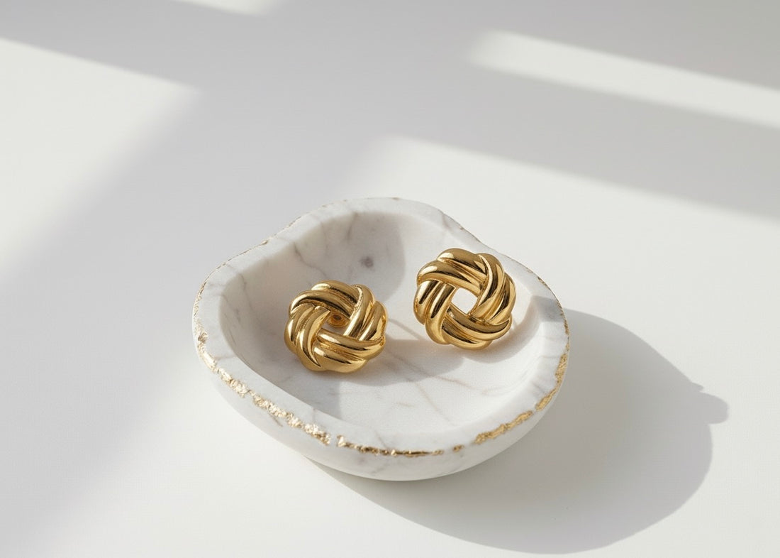 Noa – The Golden Knot | Gold-Plated Interwoven Hoop Earrings, Non-Tarnish Lightweight Jewellery for Women | GBL Accessories, UK