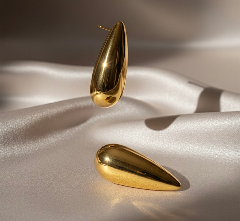 Vera – The Golden Drop | Gold-Plated Teardrop Earrings, Non-Tarnish Lightweight Jewellery for Women | GBL Accessories, UK