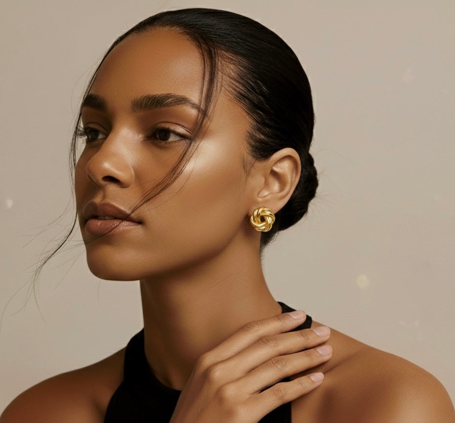 Noa – The Golden Knot | Gold-Plated Interwoven Hoop Earrings, Non-Tarnish Lightweight Jewellery for Women | GBL Accessories, UK
