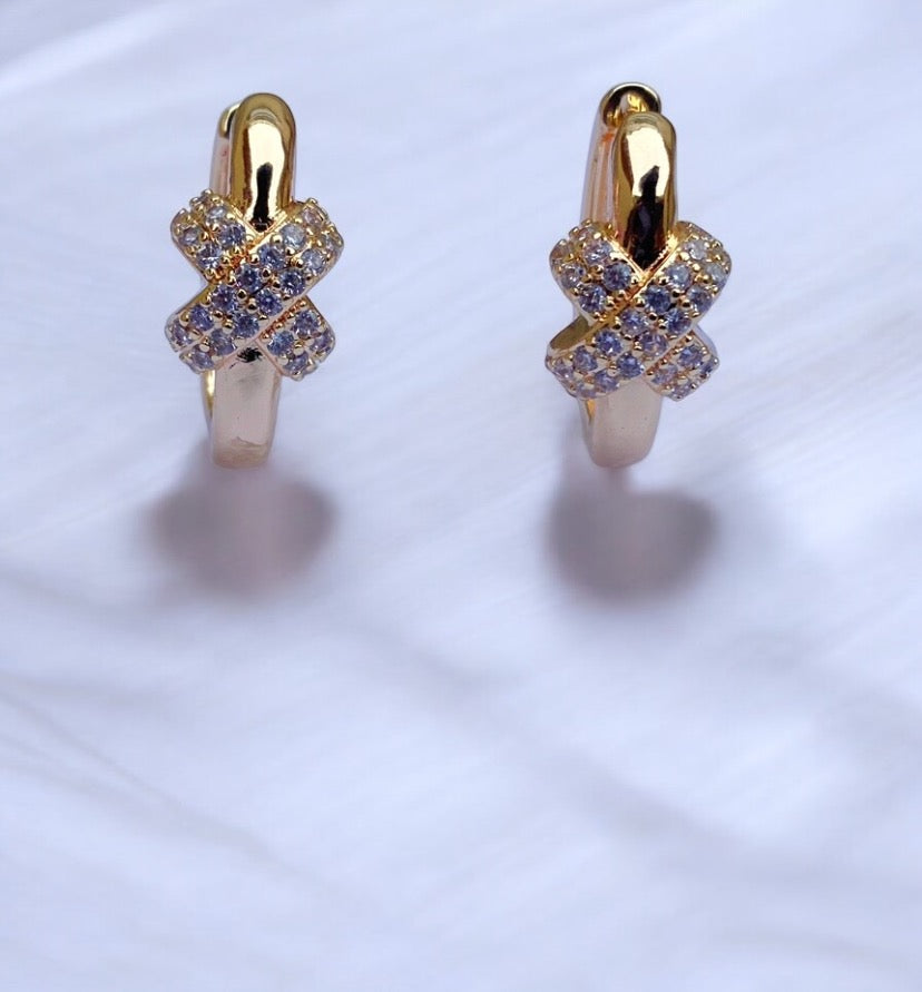 X Diamante Hoop Earrings