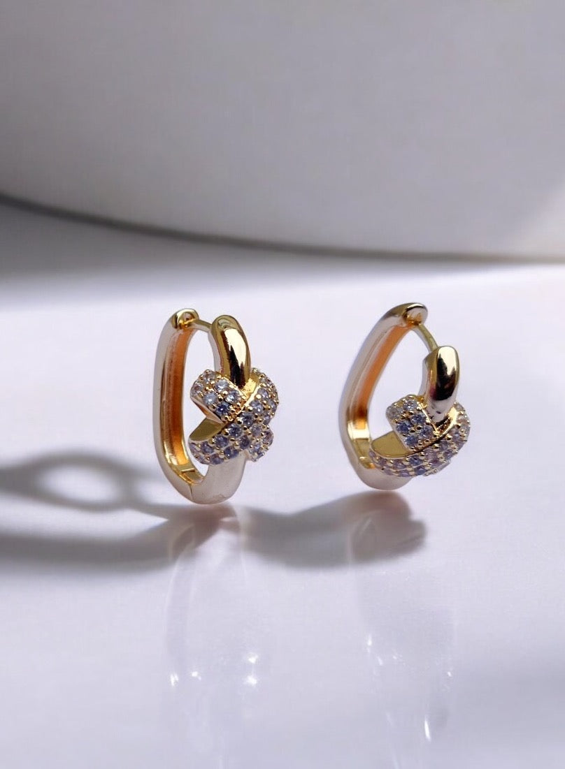 X Diamante Hoop Earrings