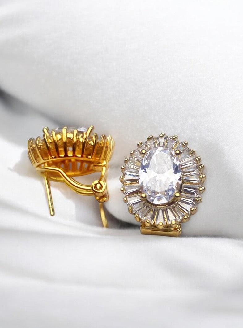 Wura Gold and Crystal Clip-on Earrings