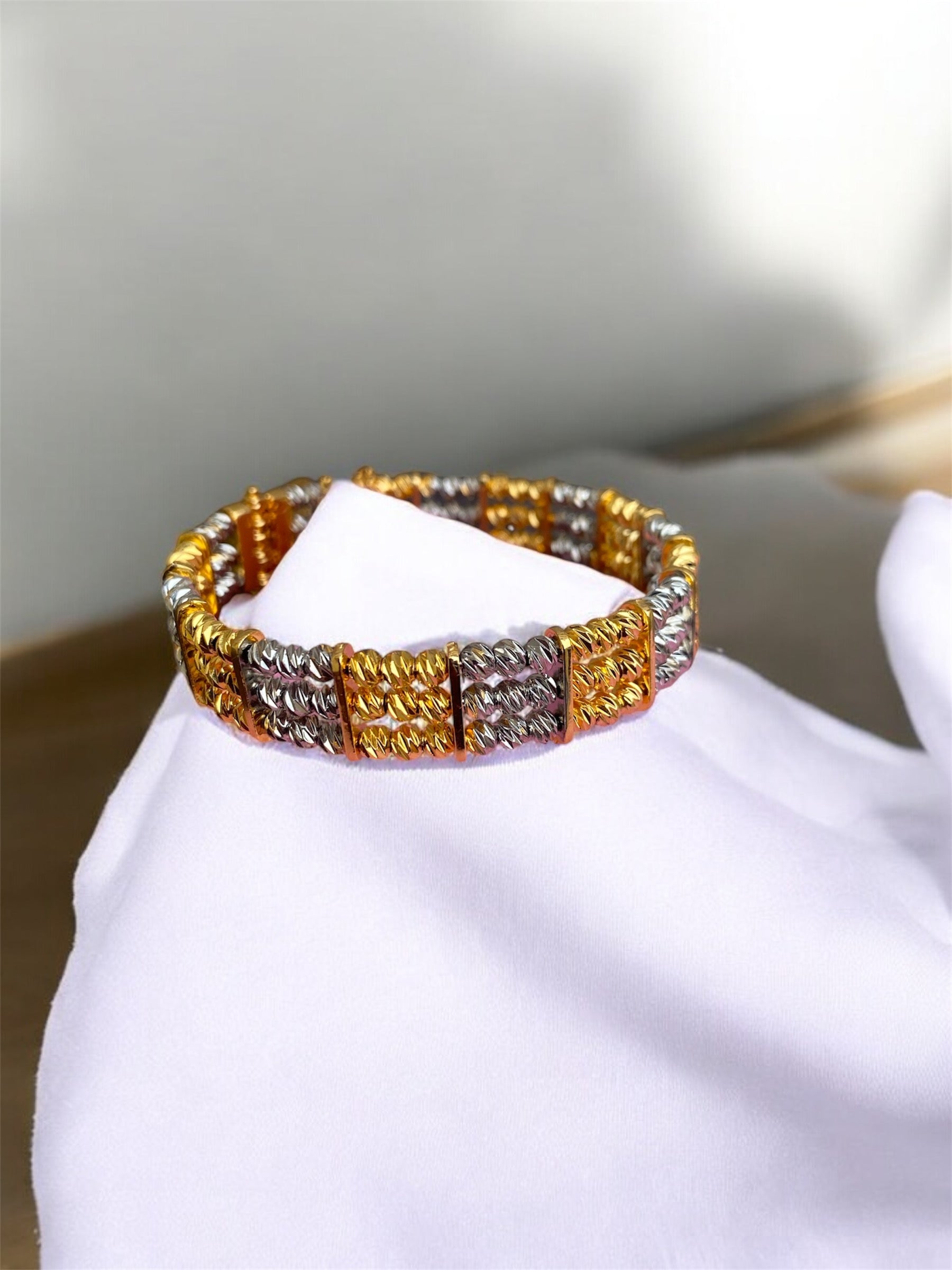 Dual Tone Beaded Bangle