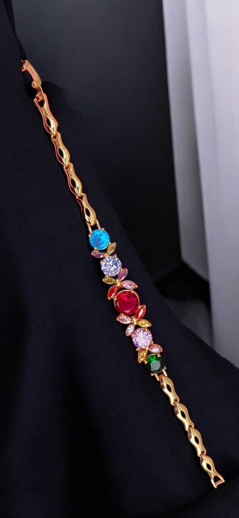 Multicolour Stone Gold Bracelet