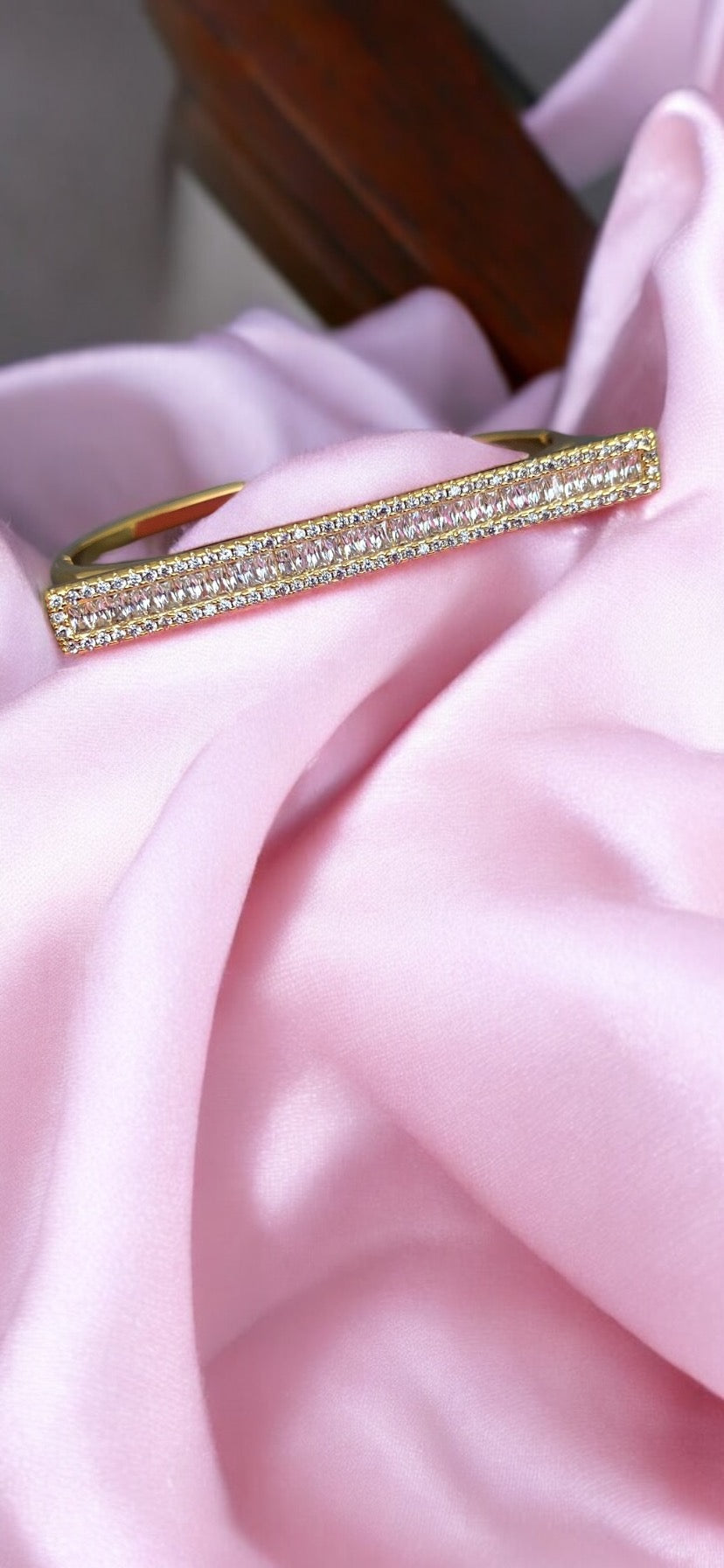 Structured Diamante Gold Bangle