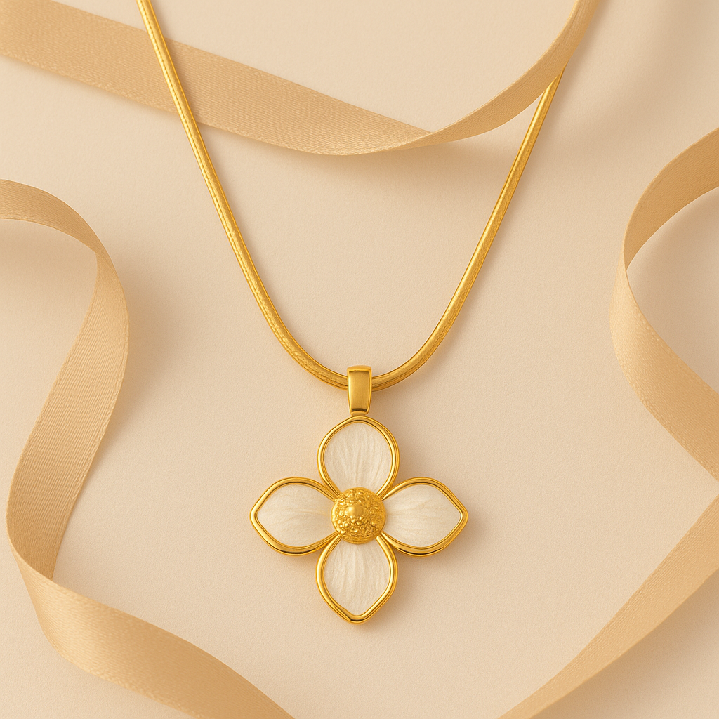 Flora 18k Gold-Plated Jewelry Set – Elegant Non-Tarnish Necklace & Earrings for Women