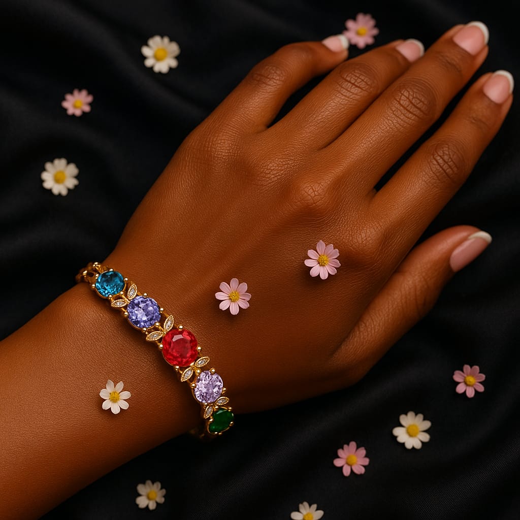 Multicolour Stone Gold Bracelet