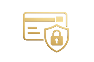 an icon for secure payment in colour gold