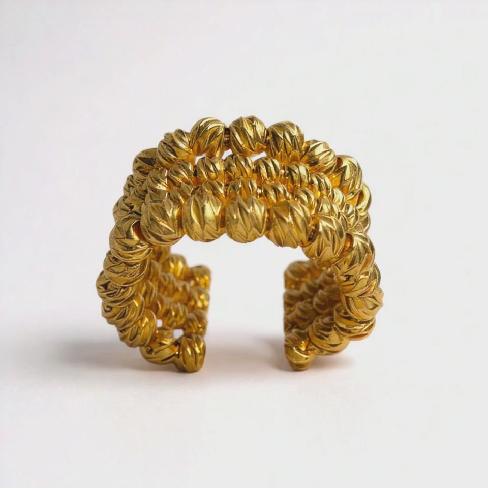 Hiba Diamond Cut Beaded Ring