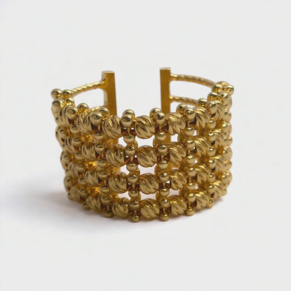 Aby Diamond Cut Beaded Ring