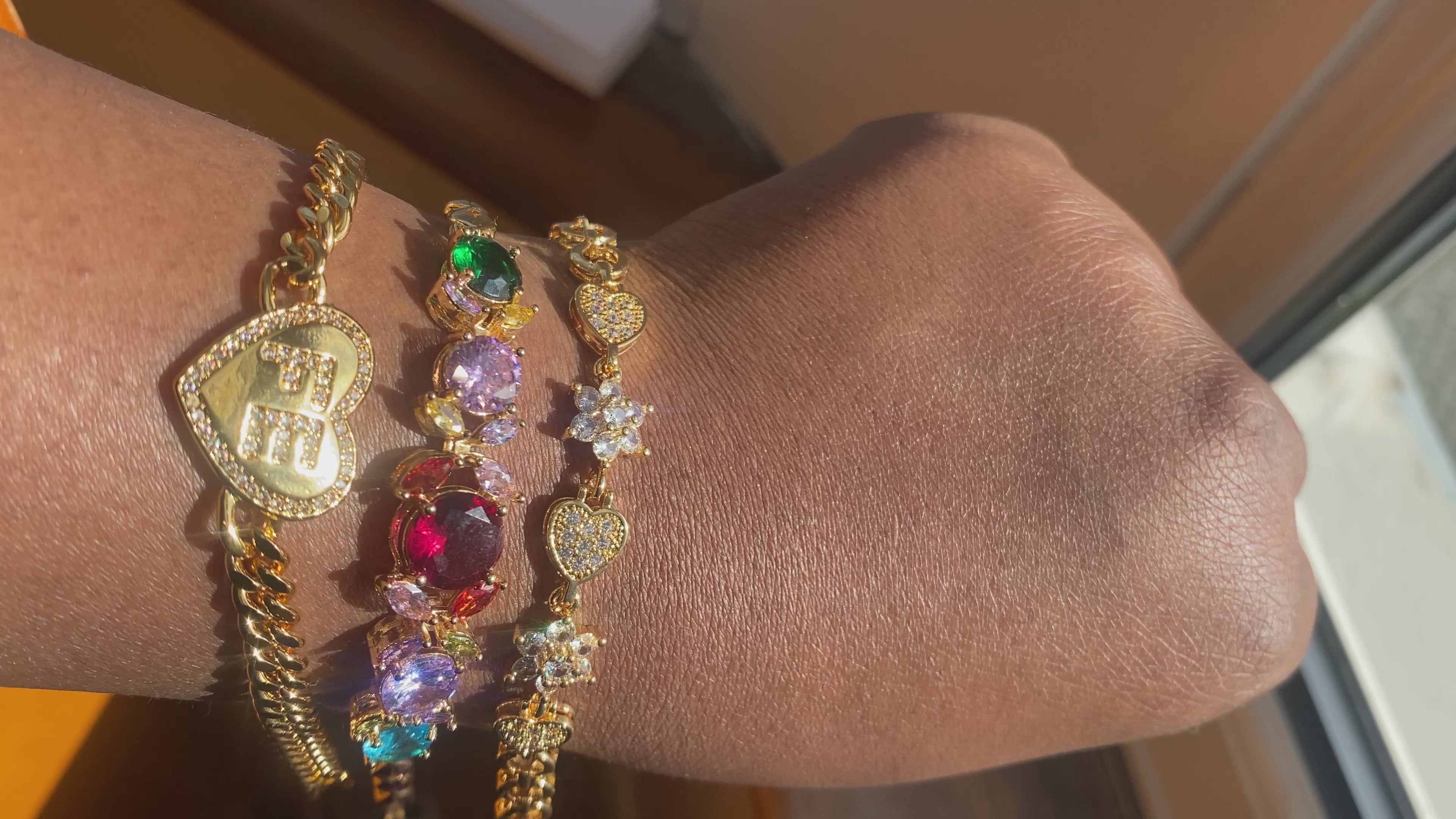 Multicolour Stone Gold Bracelet
